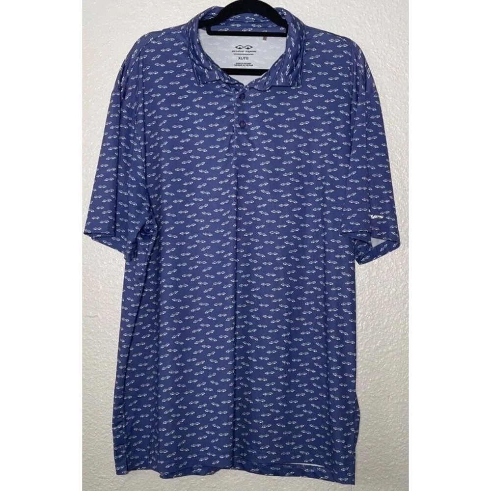 Snake Eyes Shirt Men's XL Blue Logo All Over Print Performance Golf‎ Polo Eyes